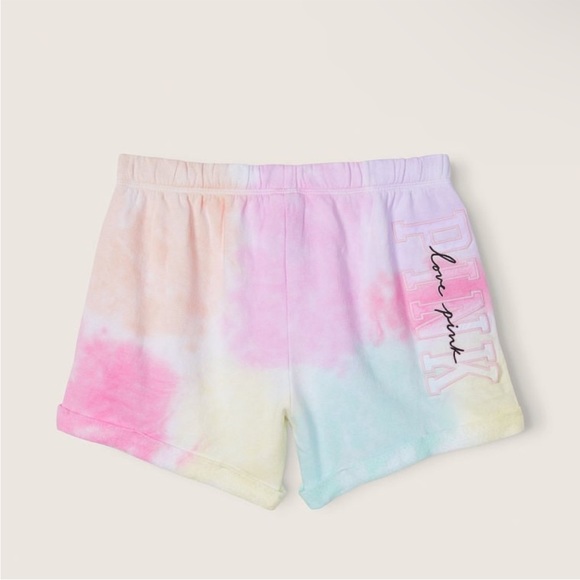 Victoria's Secret PINK Rolled Hem Sweat Shorts Tie Dye Logo Small NEW - Picture 5 of 5